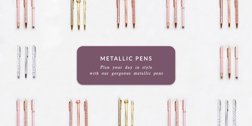 Plan your day in style with our gorgeous metallic pens. Gifts for her, rose gold stationery.