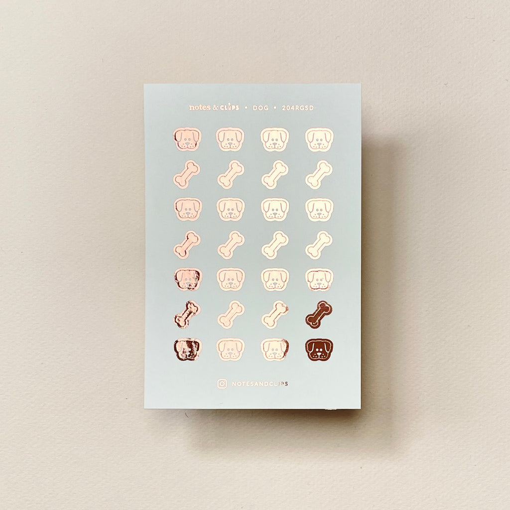 Foiled Dog Planner Stickers: Pet Icons
