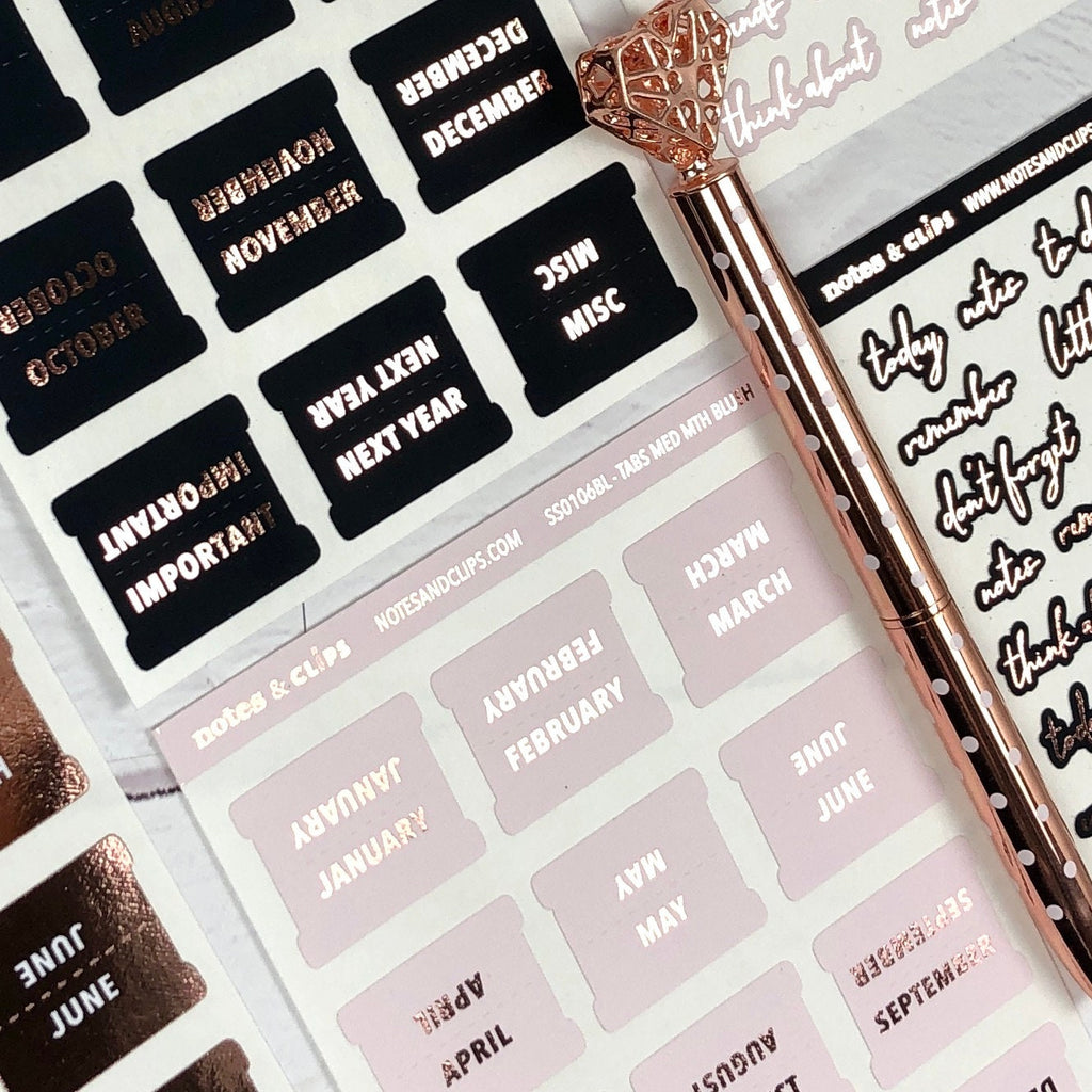 Blush Foiled Medium Tab Stickers
