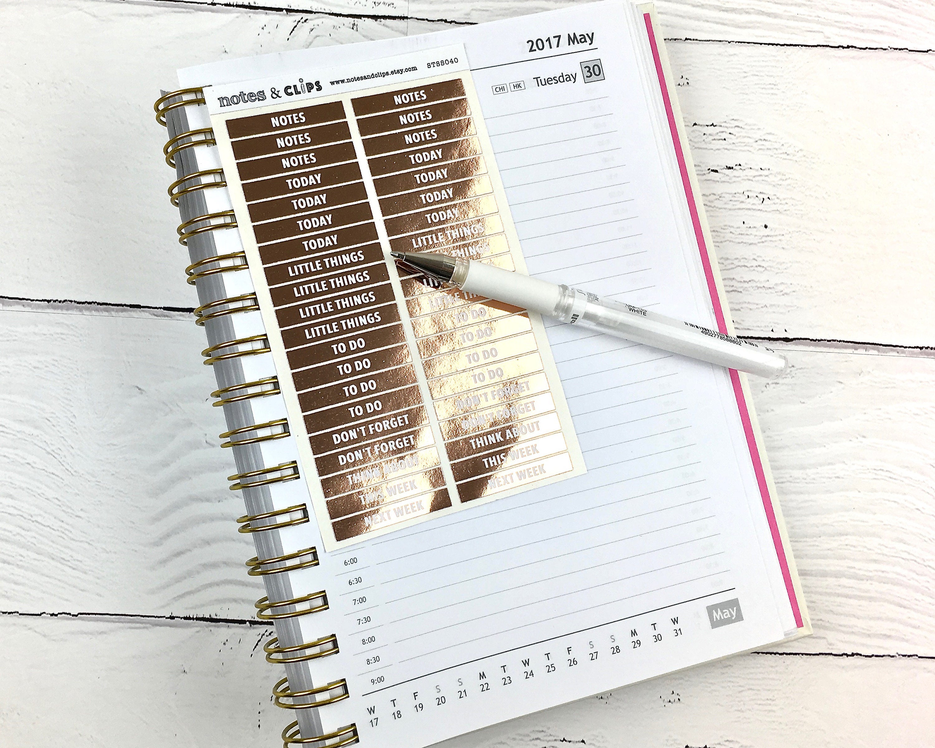 Foiled Planner Stickers, Functional Header Stickers