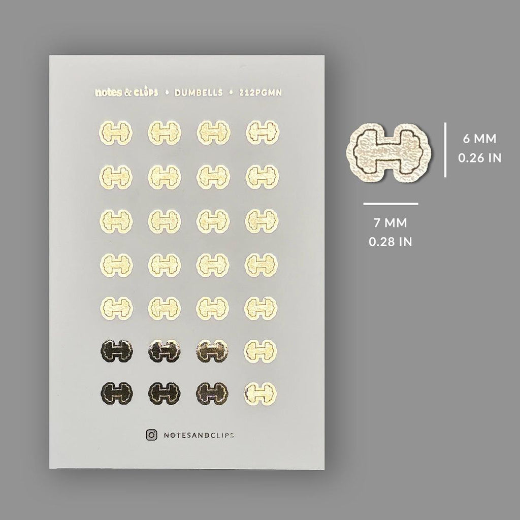 Gold Foil Workout Stickers: Gym Planner Icons