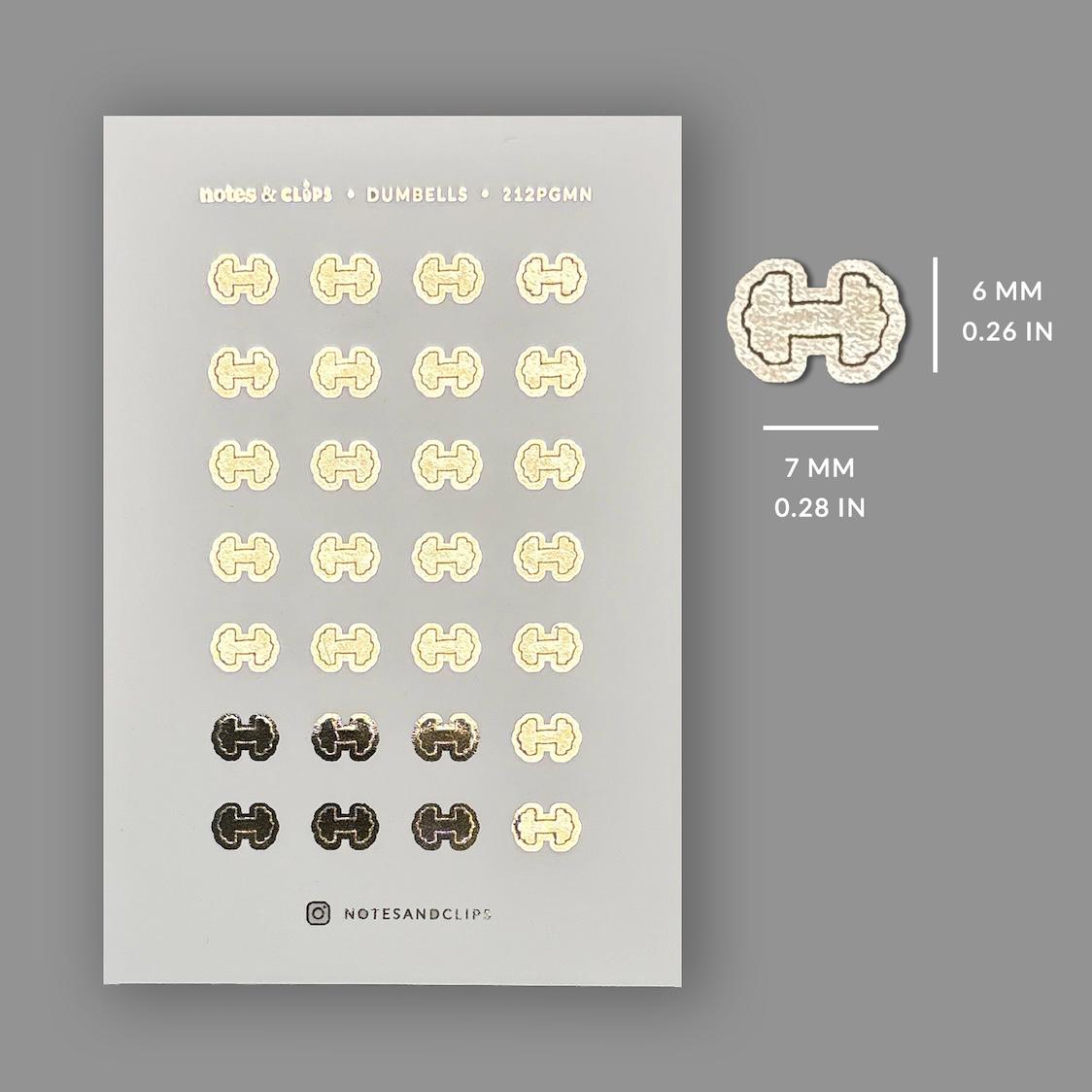 Gold Foil Workout Stickers: Gym Planner Icons