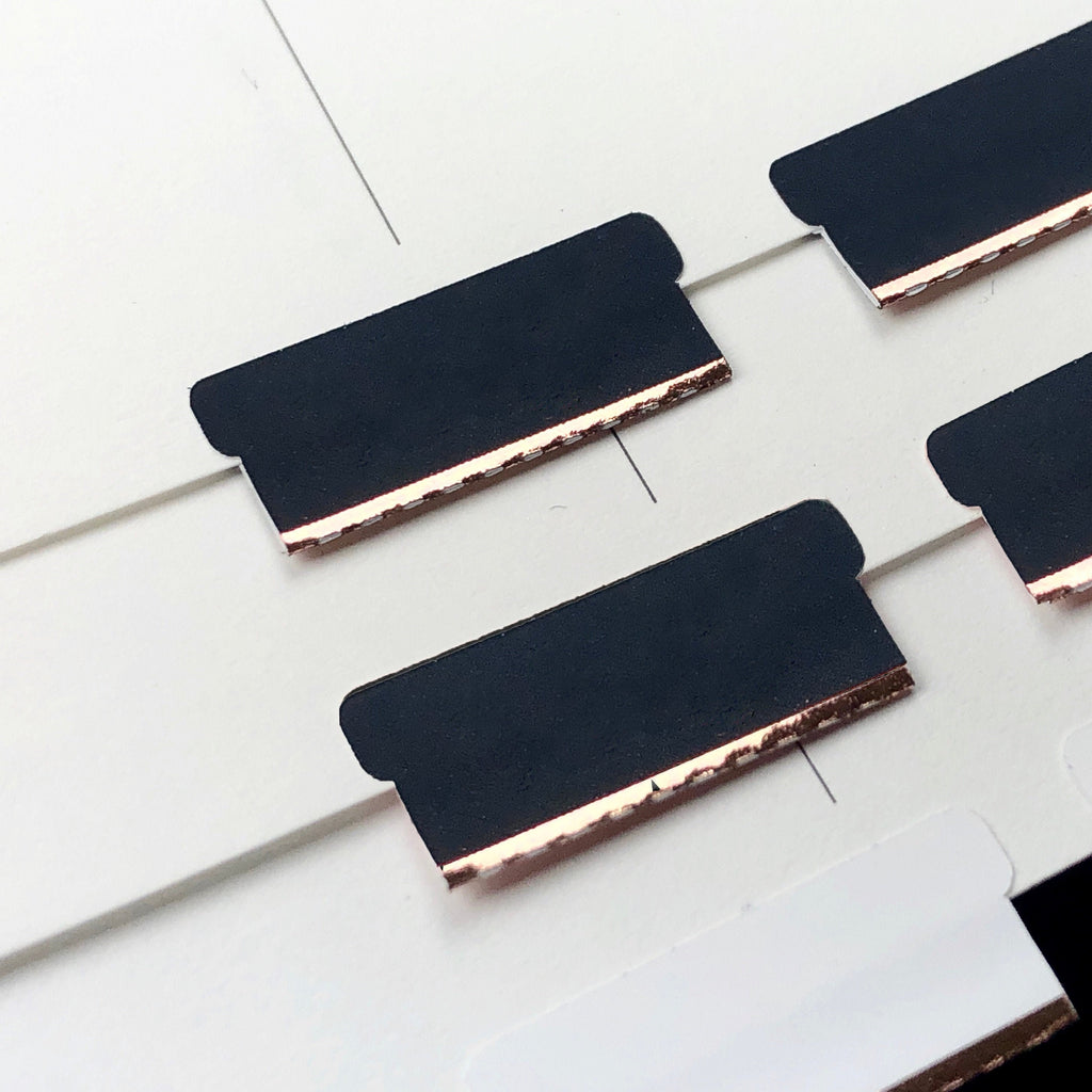 Blank Tab Stickers - Black with Foil trim
