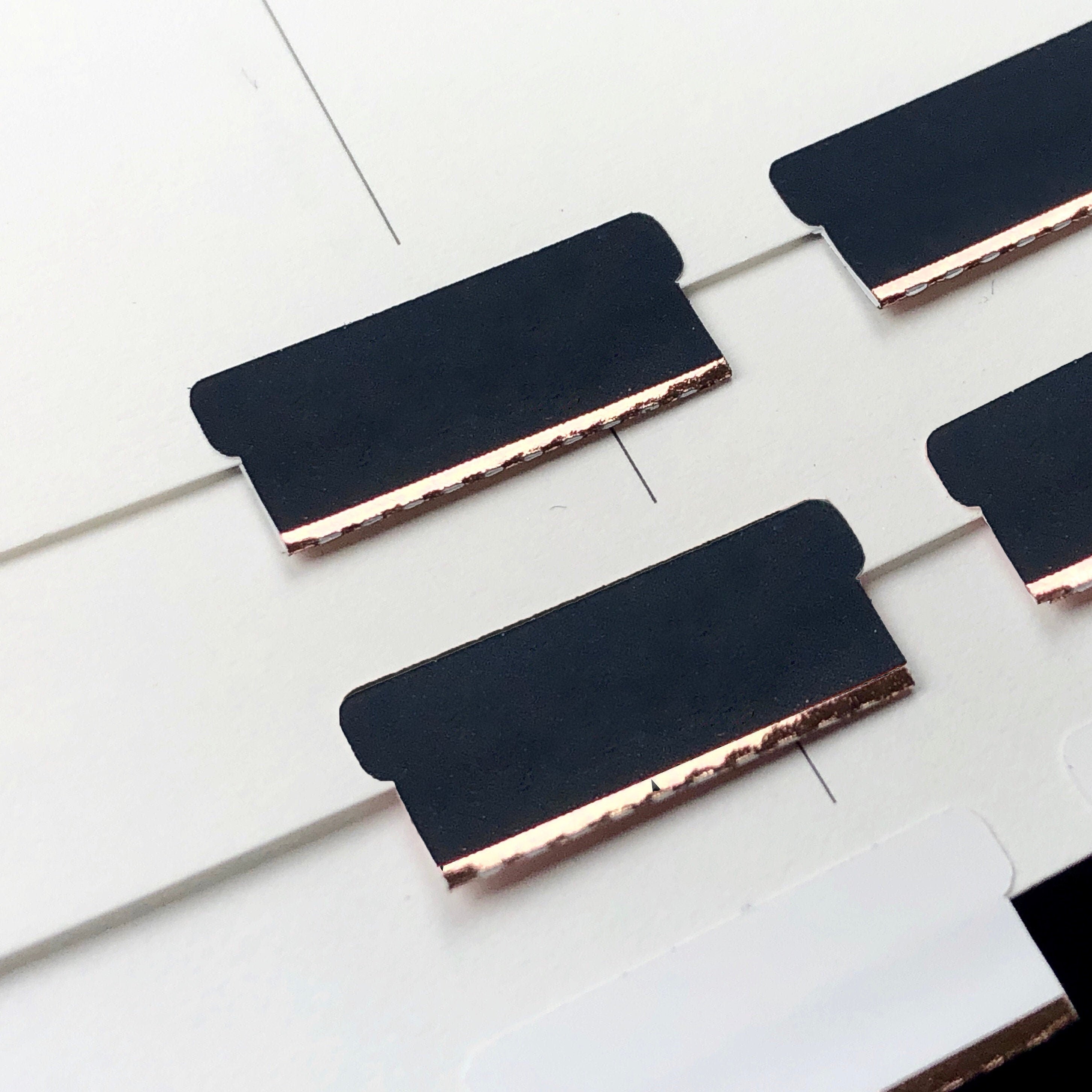 Blank Tab Stickers - Black with Foil trim