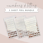 Foil Number and Letter Stickers: Planner Decoration, 3 Sheet Bundle