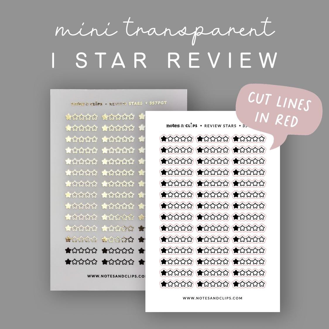 Foiled Star Rating Stickers - Clear or White Sticker Paper
