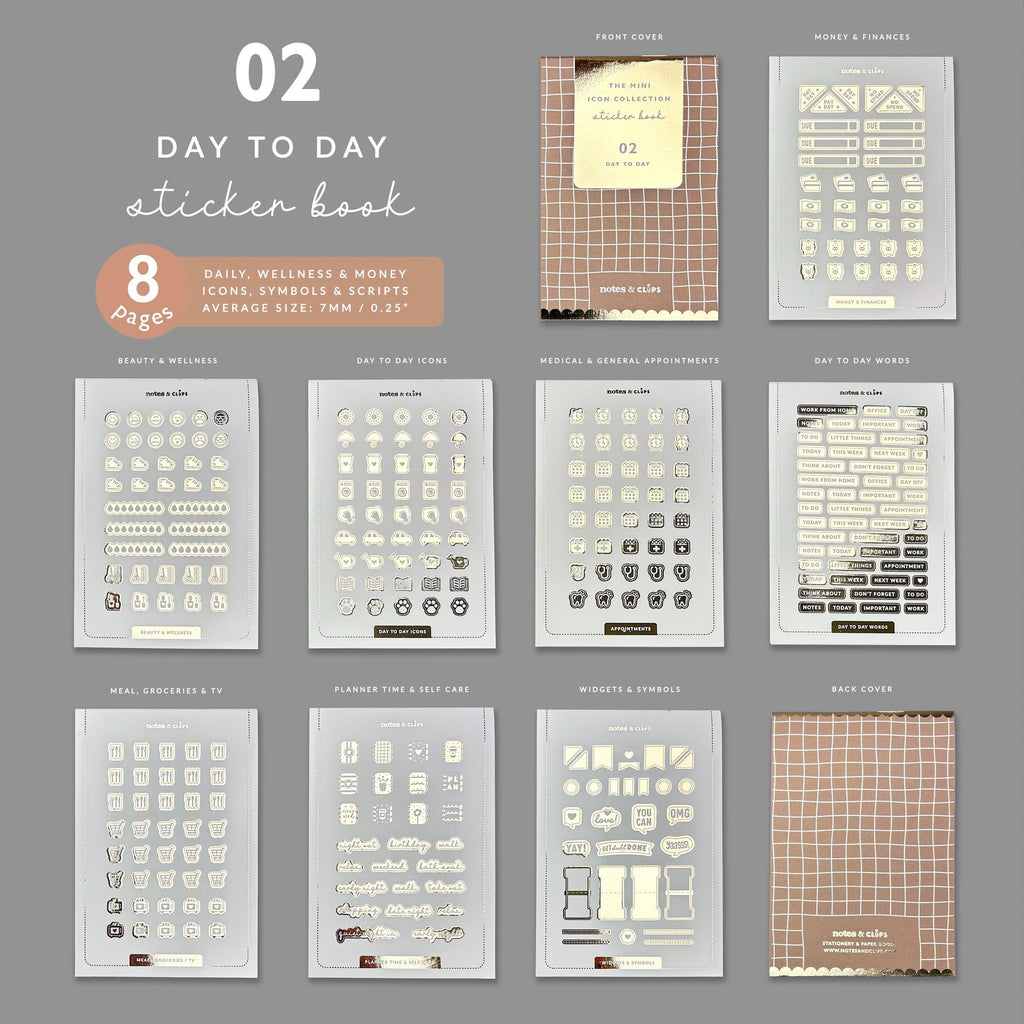 Day to Day Icon Sticker Book: Mini Planner Stickers