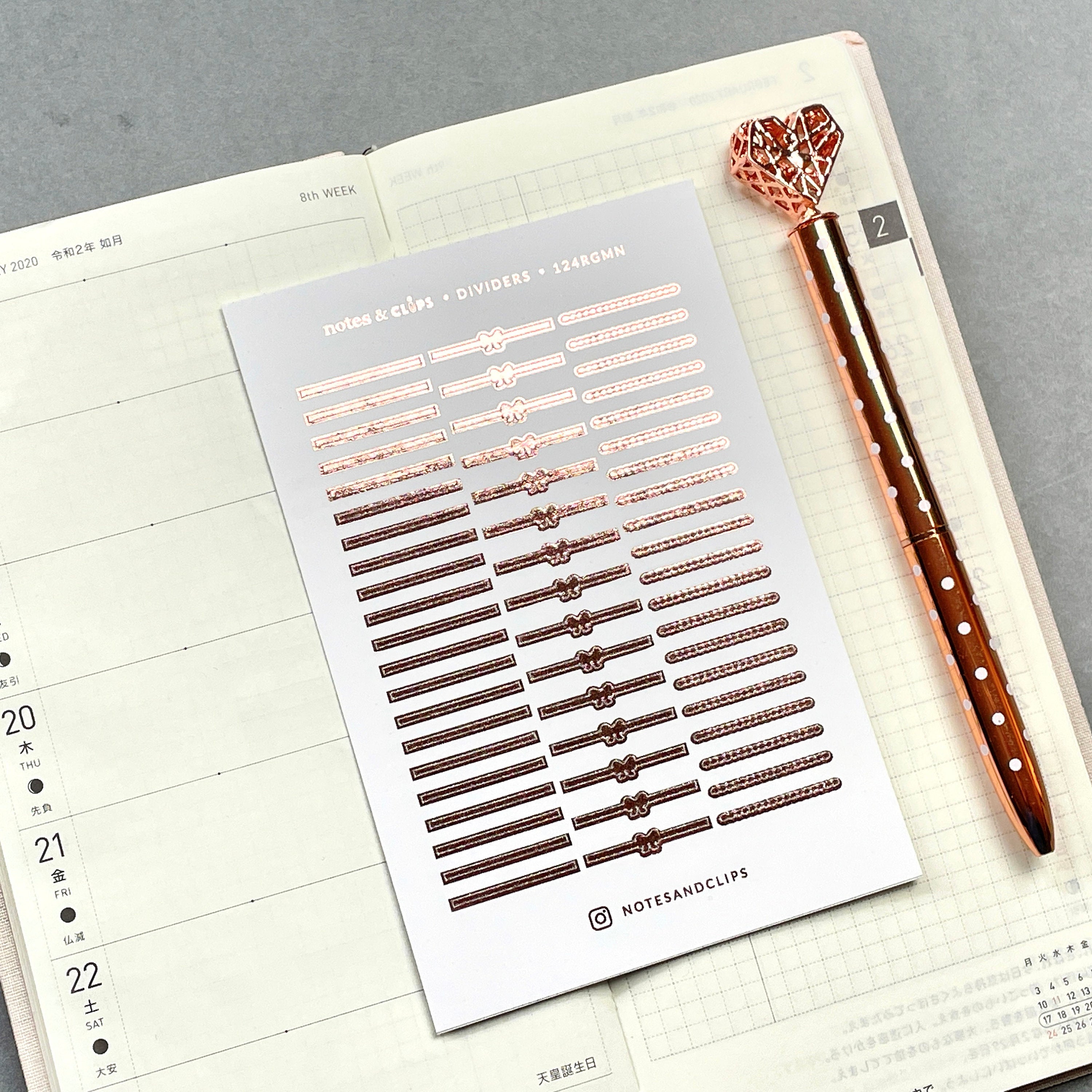 Foiled Mini Divider Stickers: Hobonichi Weeks Planner