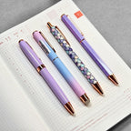 Purple and Rose Gold Pen Gift Set - 4 Black Ink Pens
