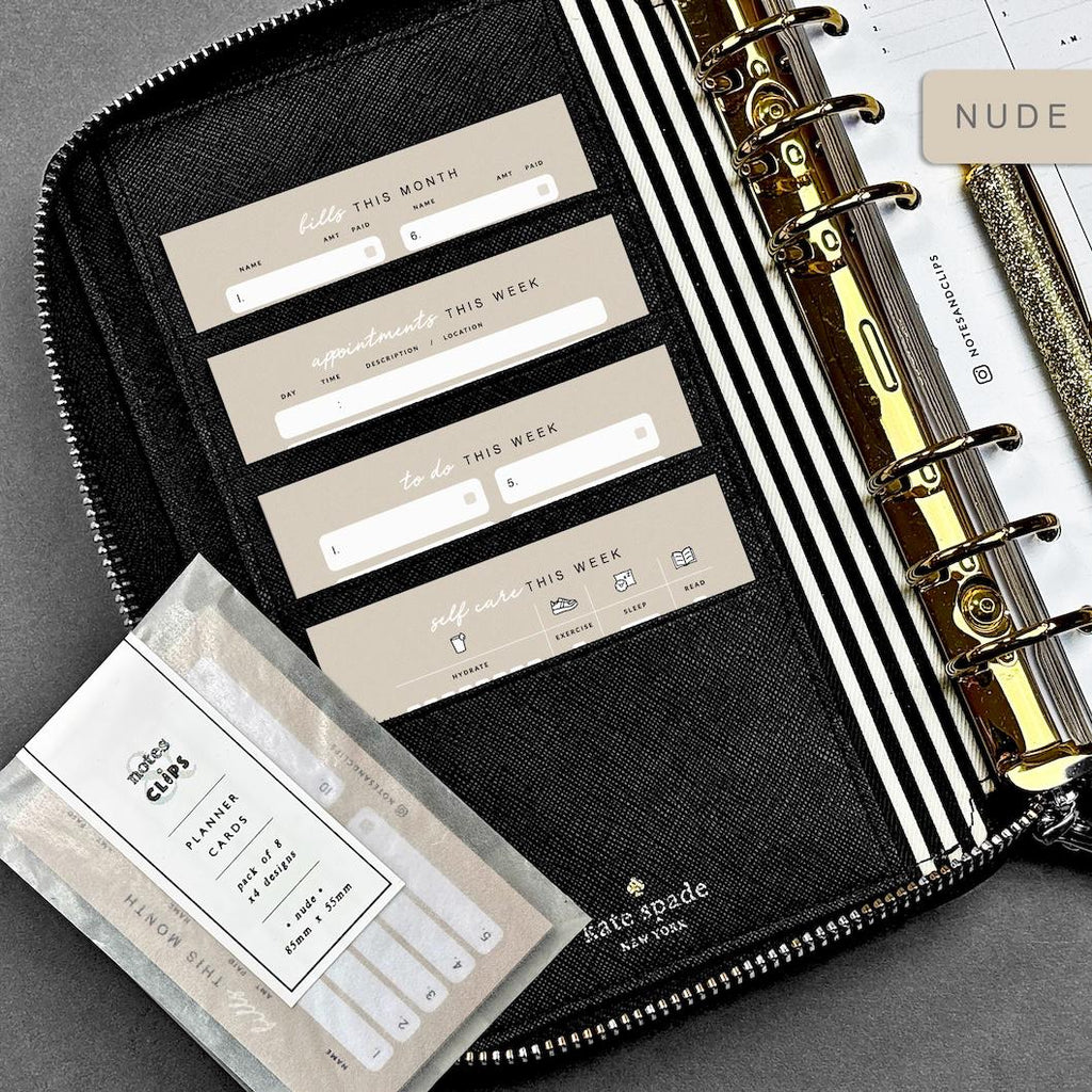 Pack of 8 Planner Cards - Blush, Nude and White