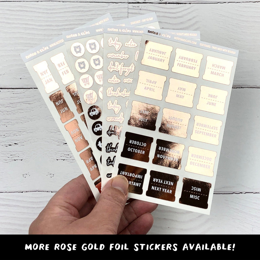 Foiled Medium Tab Month Stickers