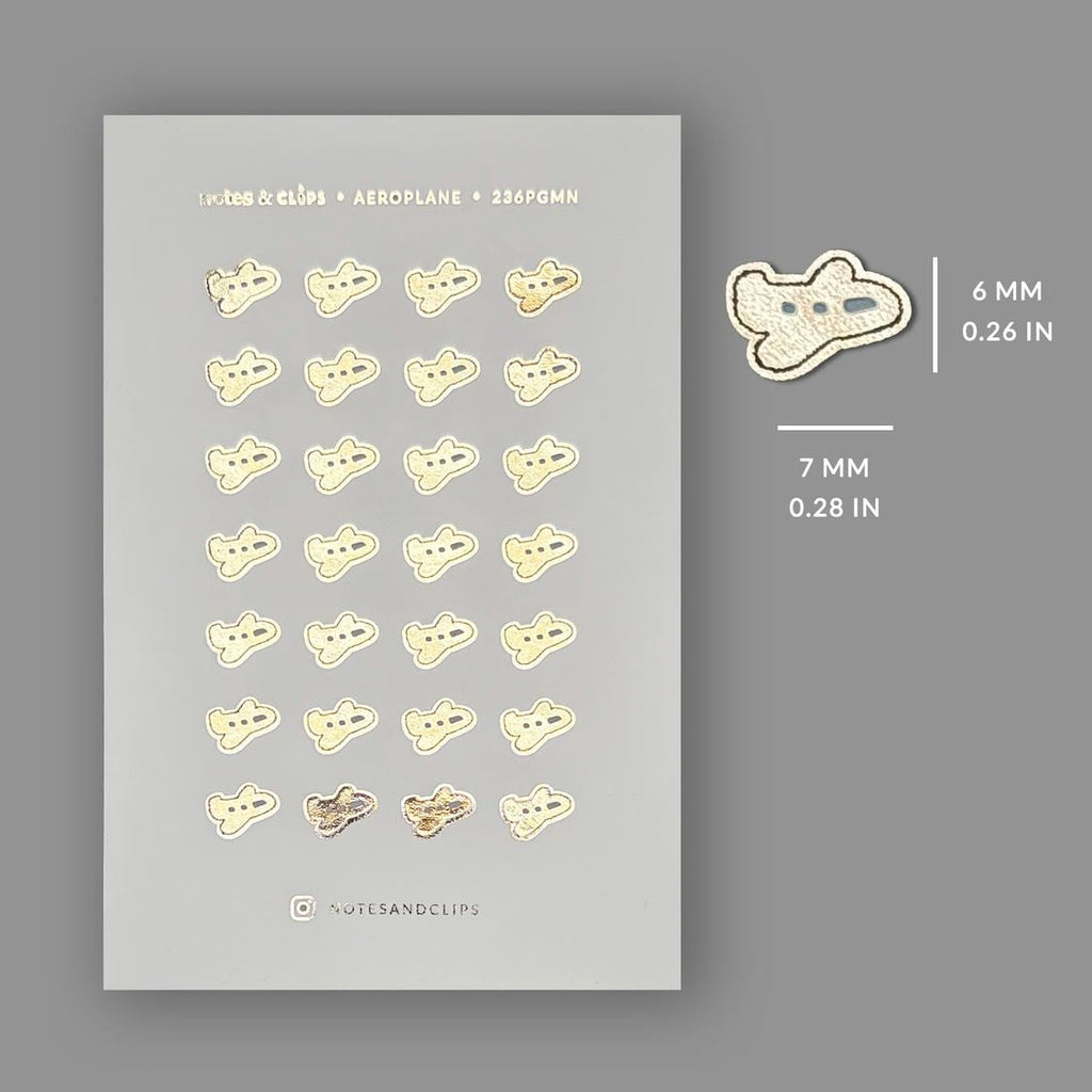Gold Foil Aeroplane Planner Stickers: Travel Icons