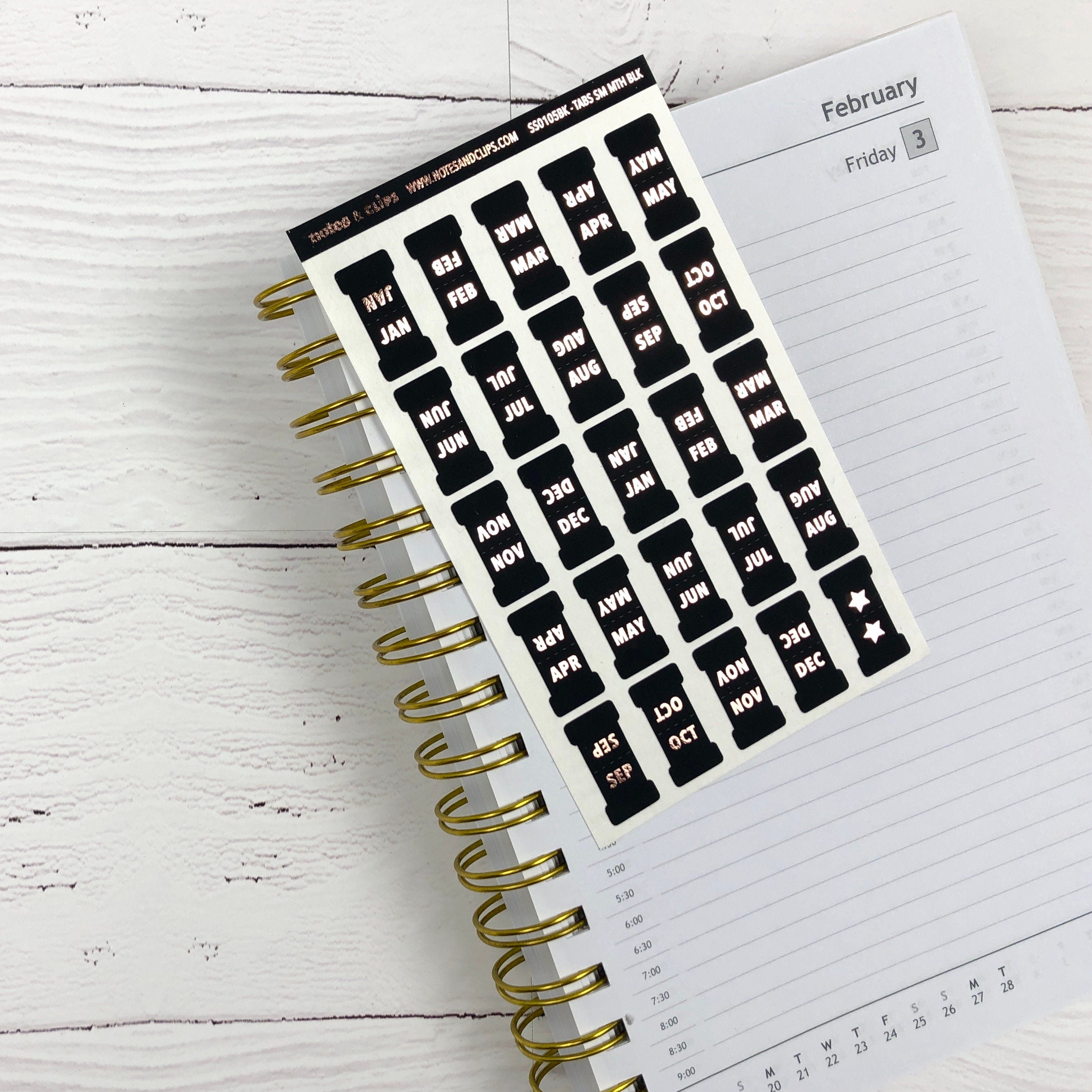 Black & Foil Small Monthly Tabs