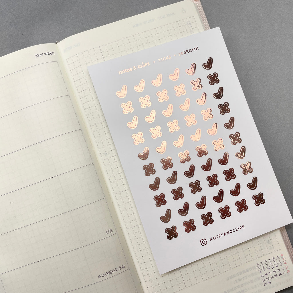 Mini Foiled Tick & Cross Planner Stickers: Bujo Icons