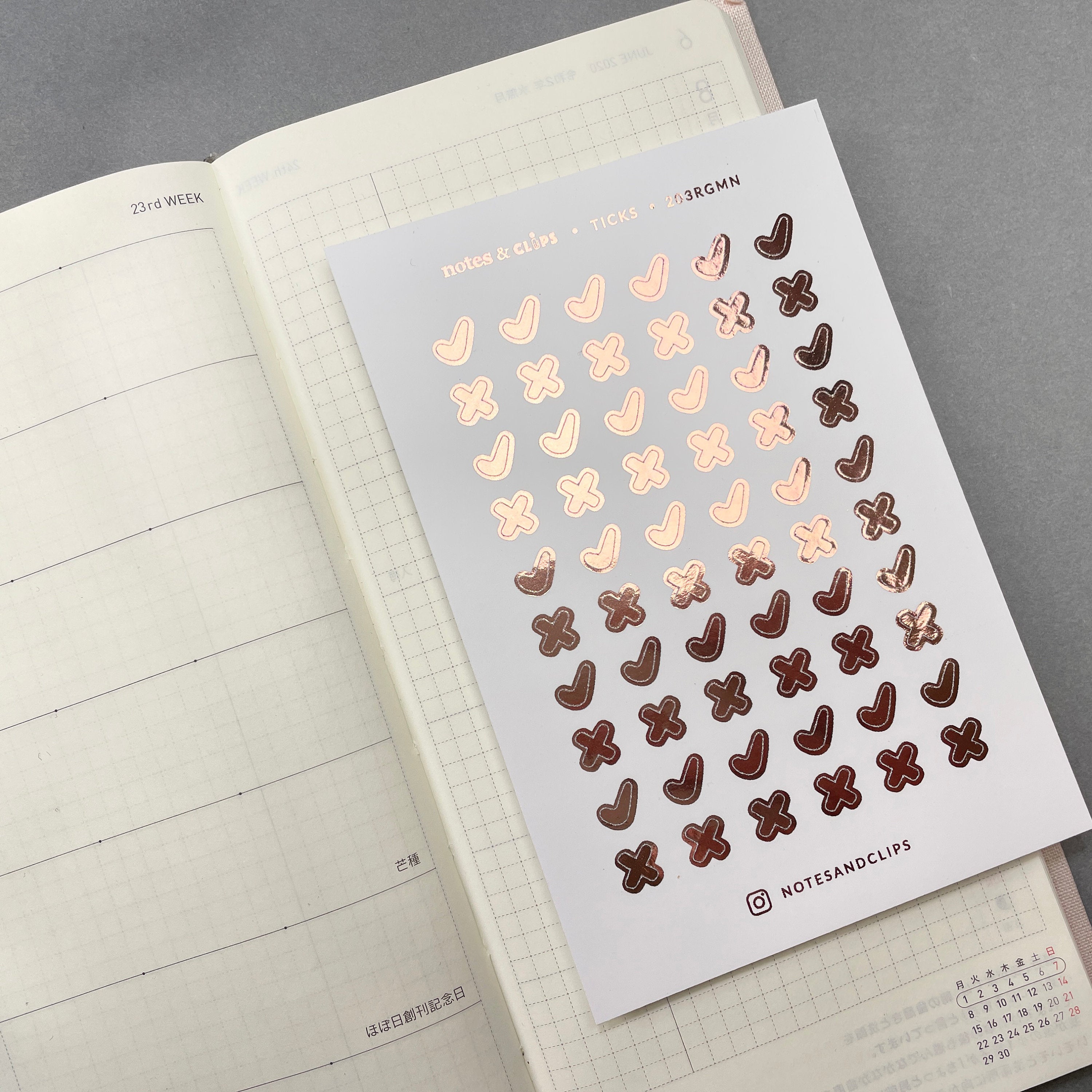 Mini Foiled Tick & Cross Planner Stickers: Bujo Icons