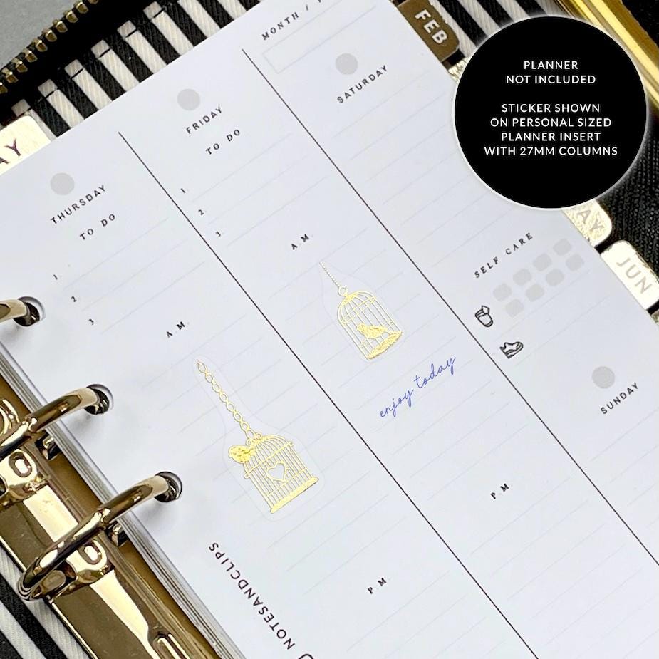 Transparent Birdcage Stickers - Foiled Clear Deco Sticker