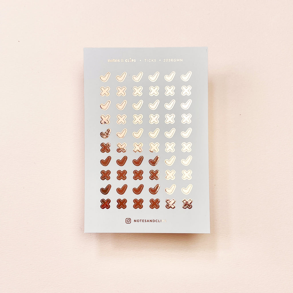 Mini Foiled Tick & Cross Planner Stickers: Bujo Icons