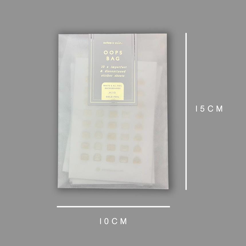 Pack of 10 Foiled Oops Planner Stickers with Mostly Foiled Backgrounds
