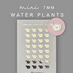 Gold Foil Water Plants Planner Stickers: Gardening Mini Icons