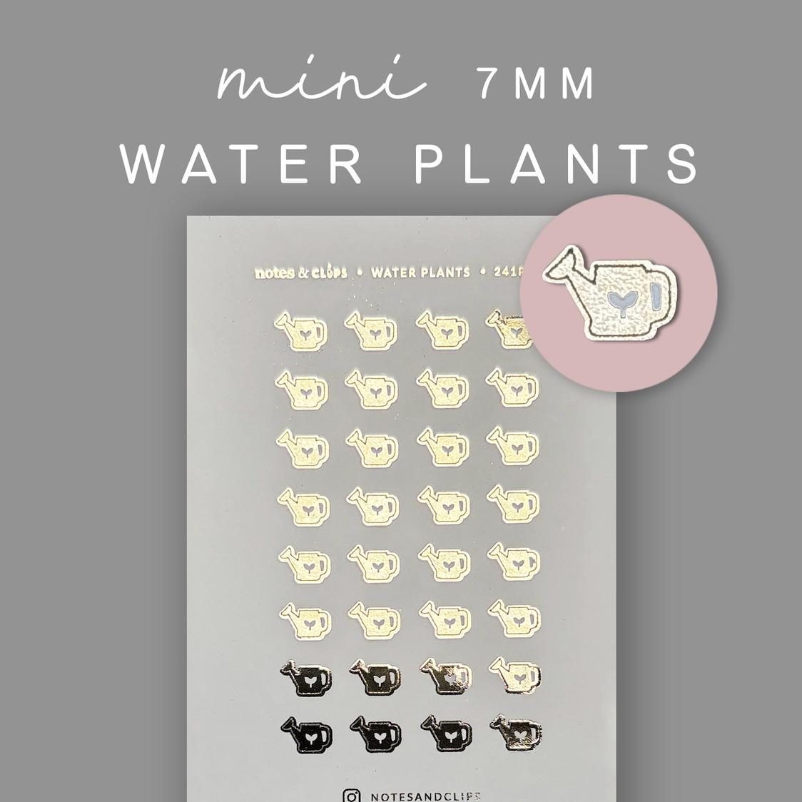 Gold Foil Water Plants Planner Stickers: Gardening Mini Icons