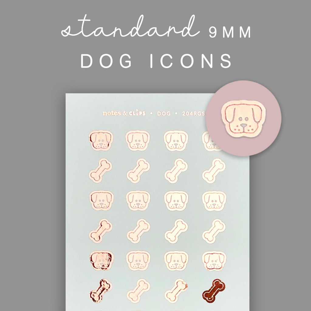 Foiled Dog Planner Stickers: Pet Icons