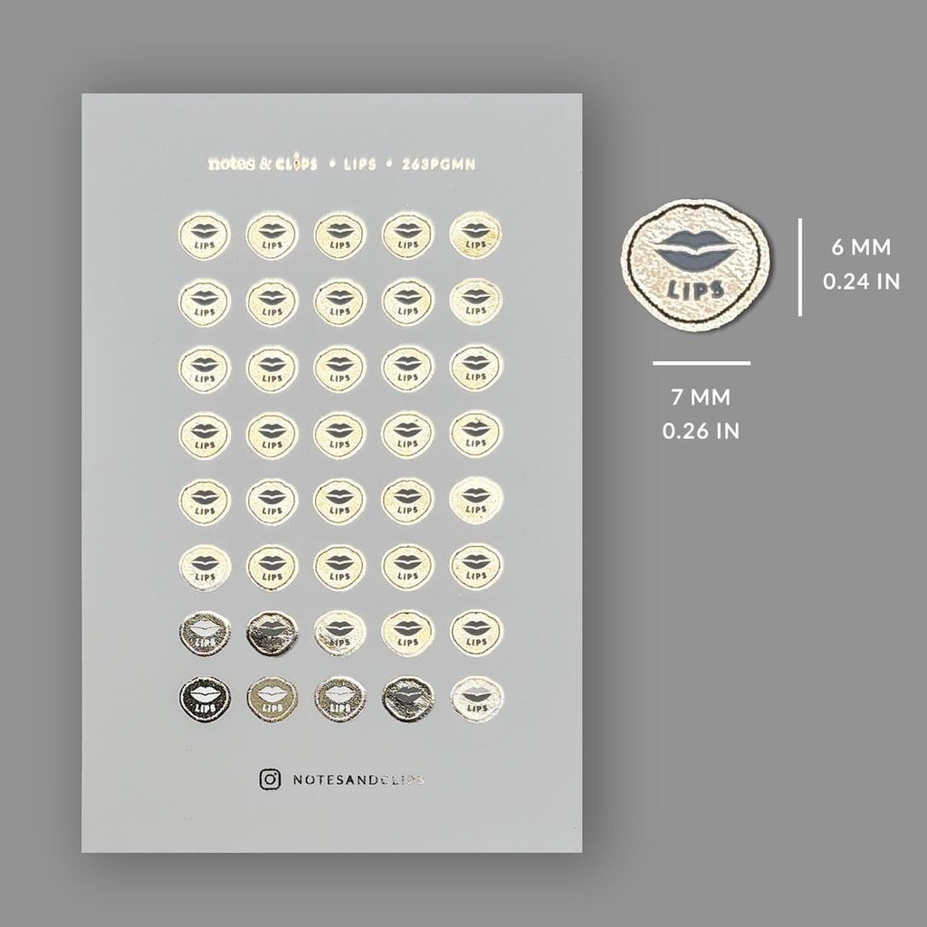Foiled Lip Planner Stickers: Mini Beauty Icons