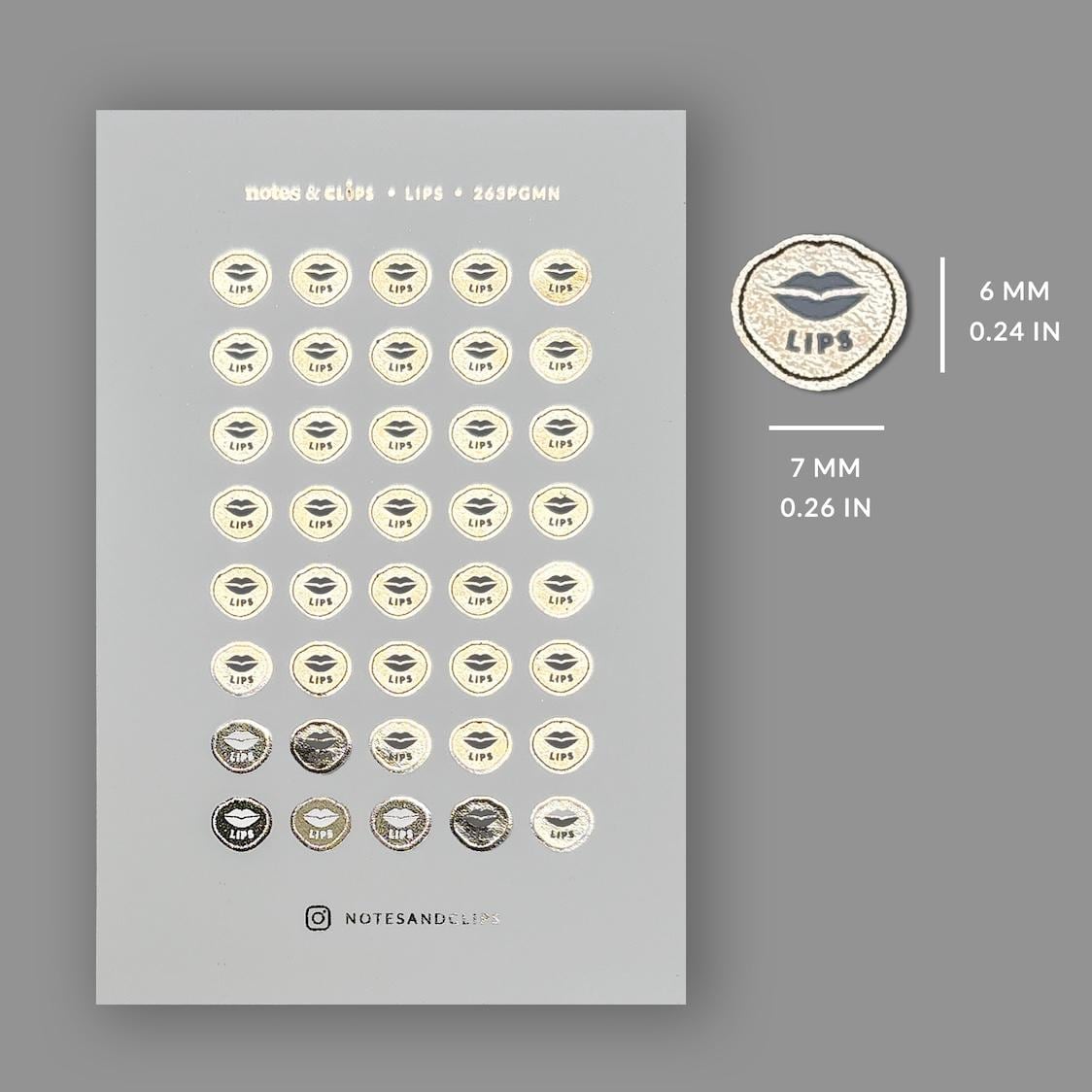 Foiled Lip Planner Stickers: Mini Beauty Icons