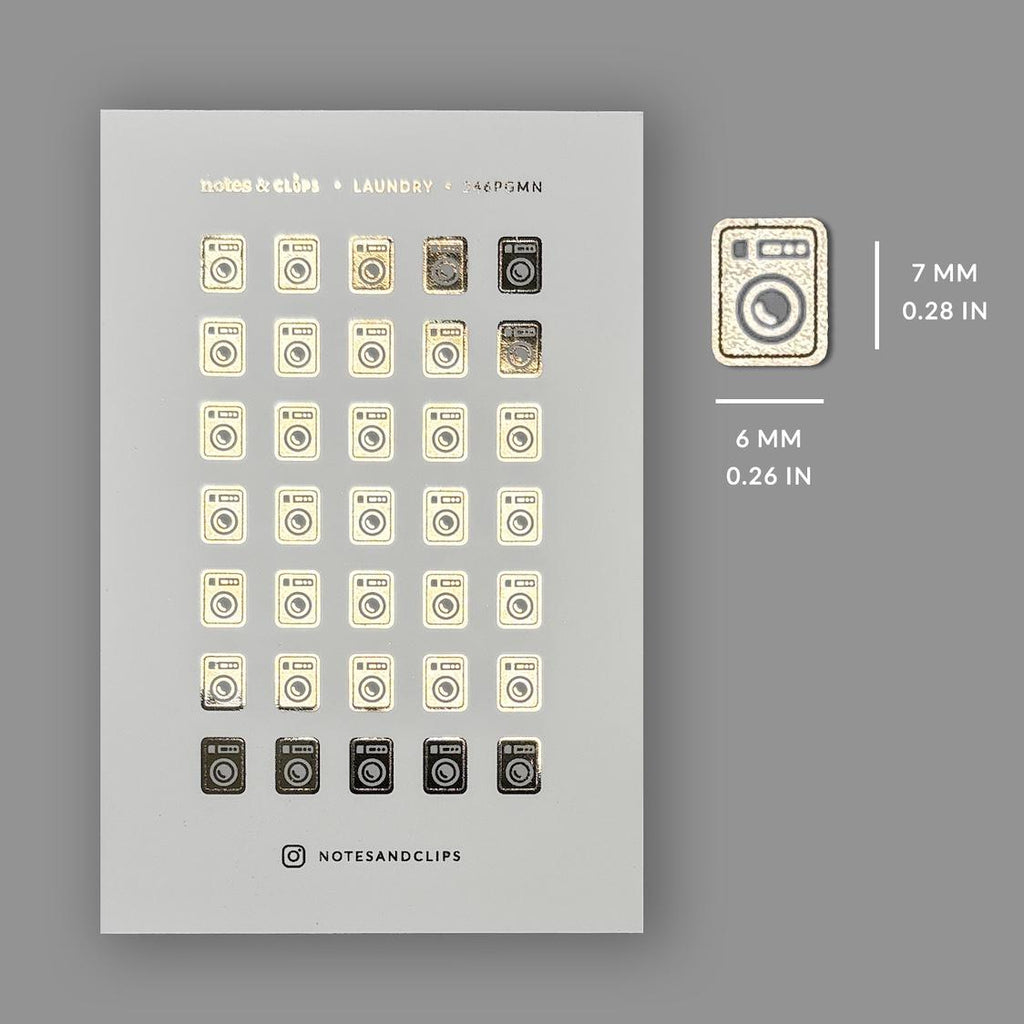 Gold Foil Laundry Stickers: Planner Icons