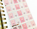 Rose Gold Foil Pay Day Planner Stickers: Blush Pink Flags