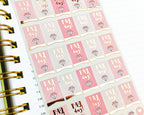 Rose Gold Foil Pay Day Planner Stickers: Blush Pink Flags