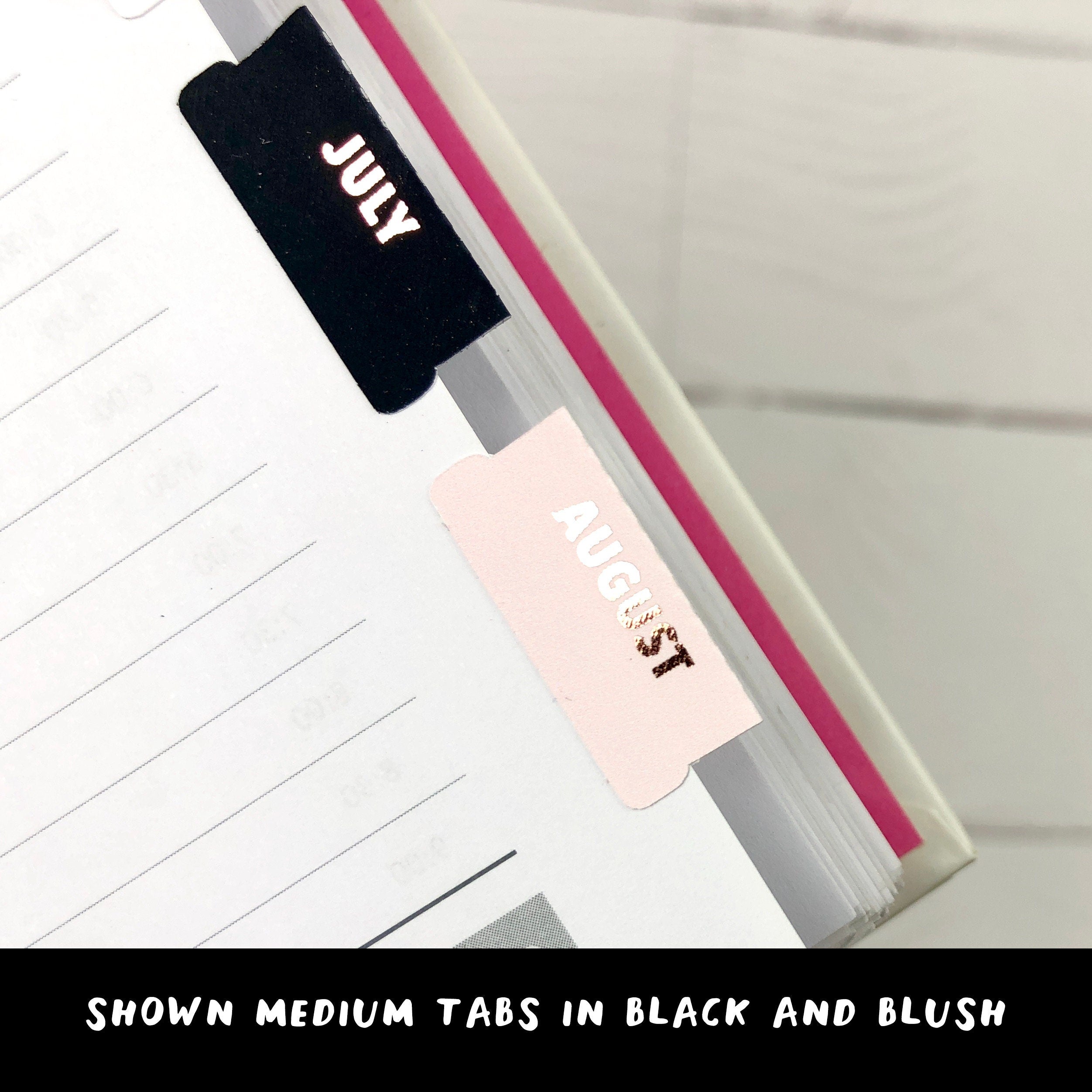 Foiled Monthly Tab Stickers: White Planner Tabs