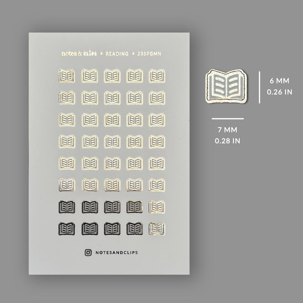 Gold Foil Book Icon Stickers: Planner Accessories