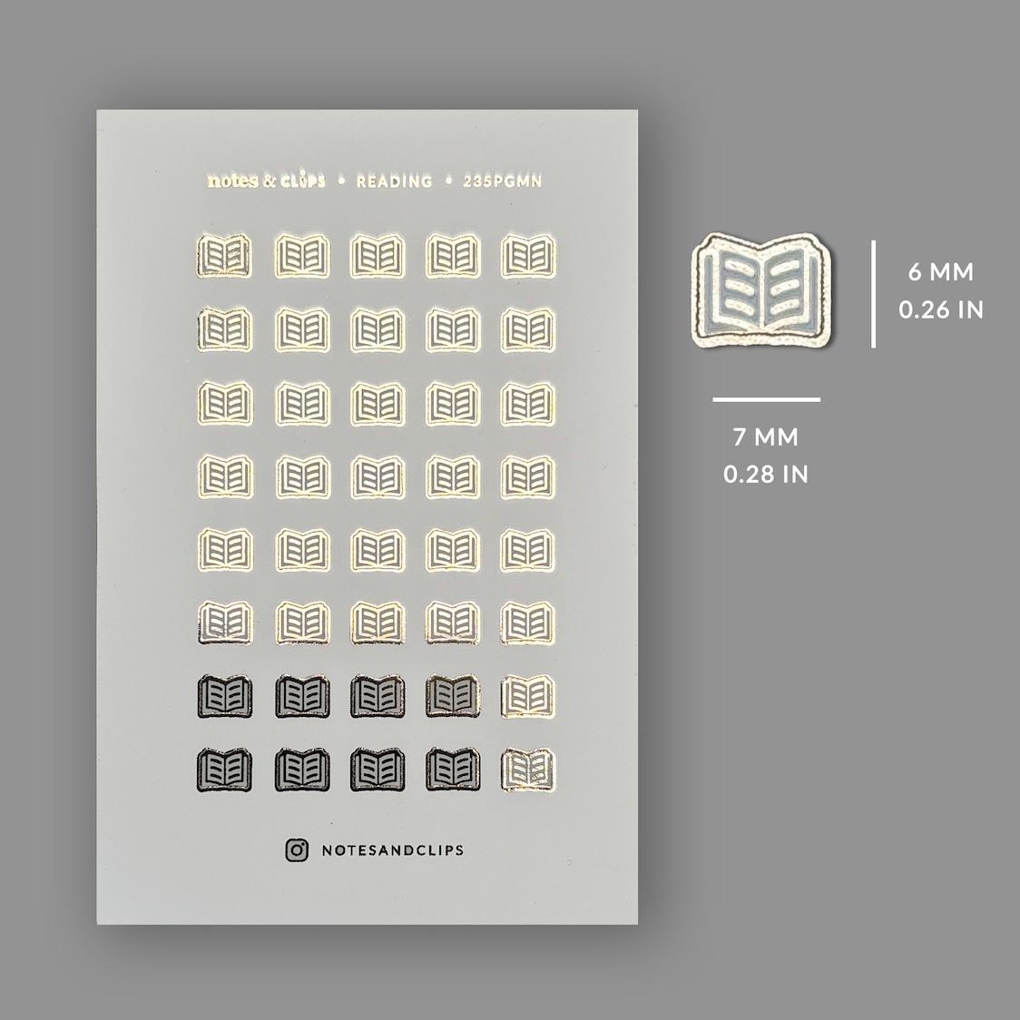 Gold Foil Book Icon Stickers: Planner Accessories