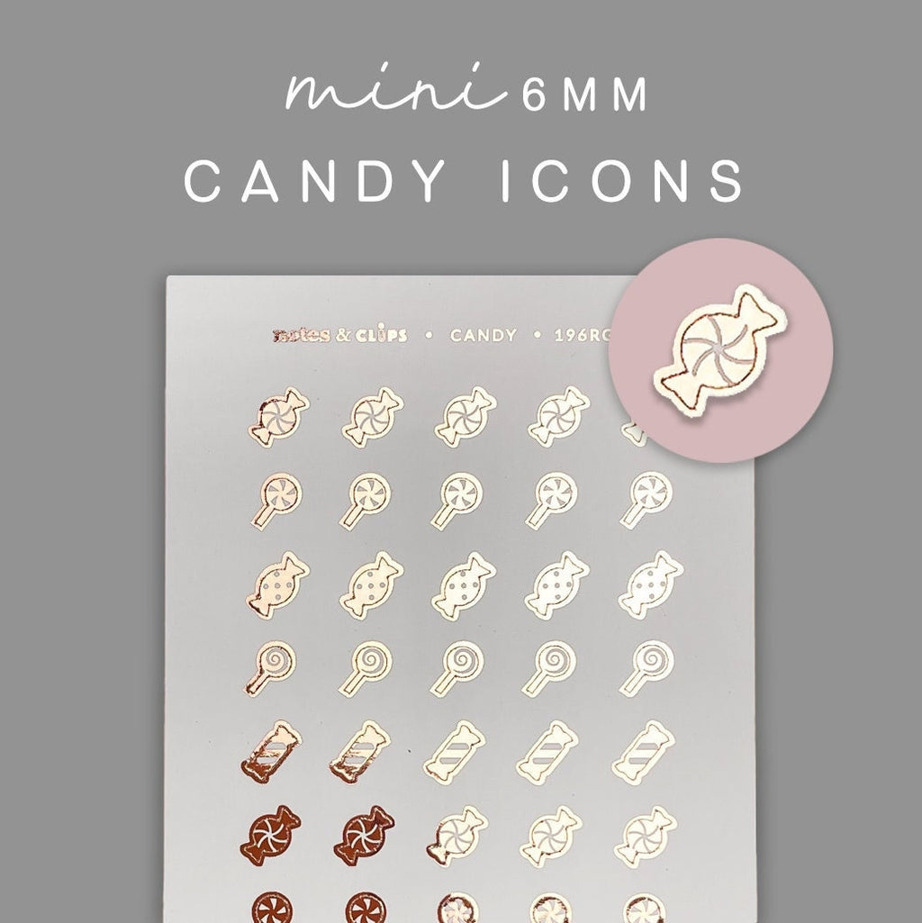 Mini Candy Icons Planner Stickers: Foiled Decorative Stickers
