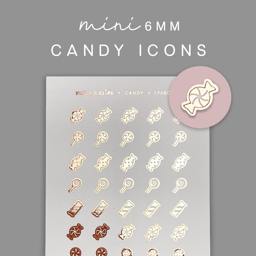 Mini Candy Icons Planner Stickers: Foiled Decorative Stickers
