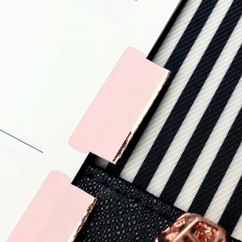 Blank Tab Stickers - Blush with Foil trim