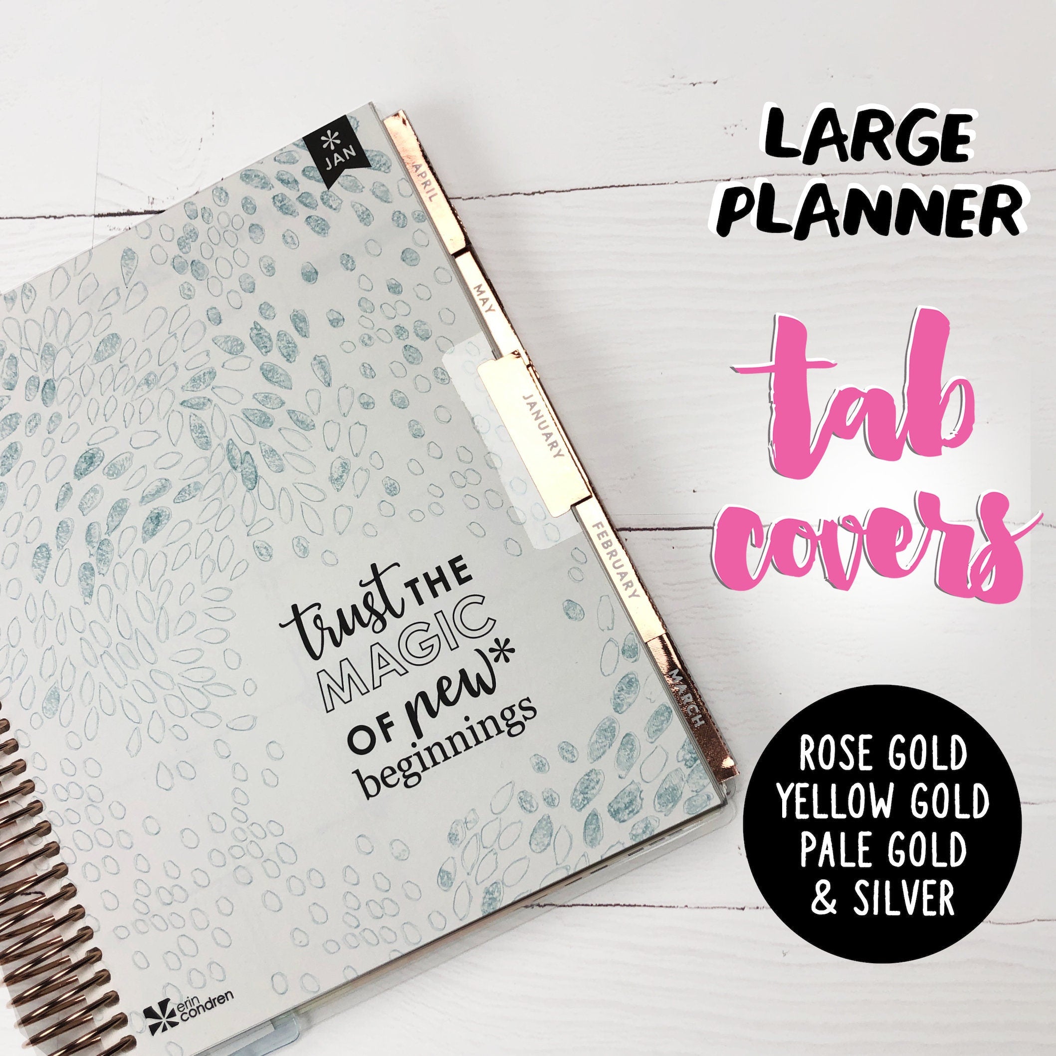 Foiled Large Planner Tab Stickers: Monthly Tab Covers