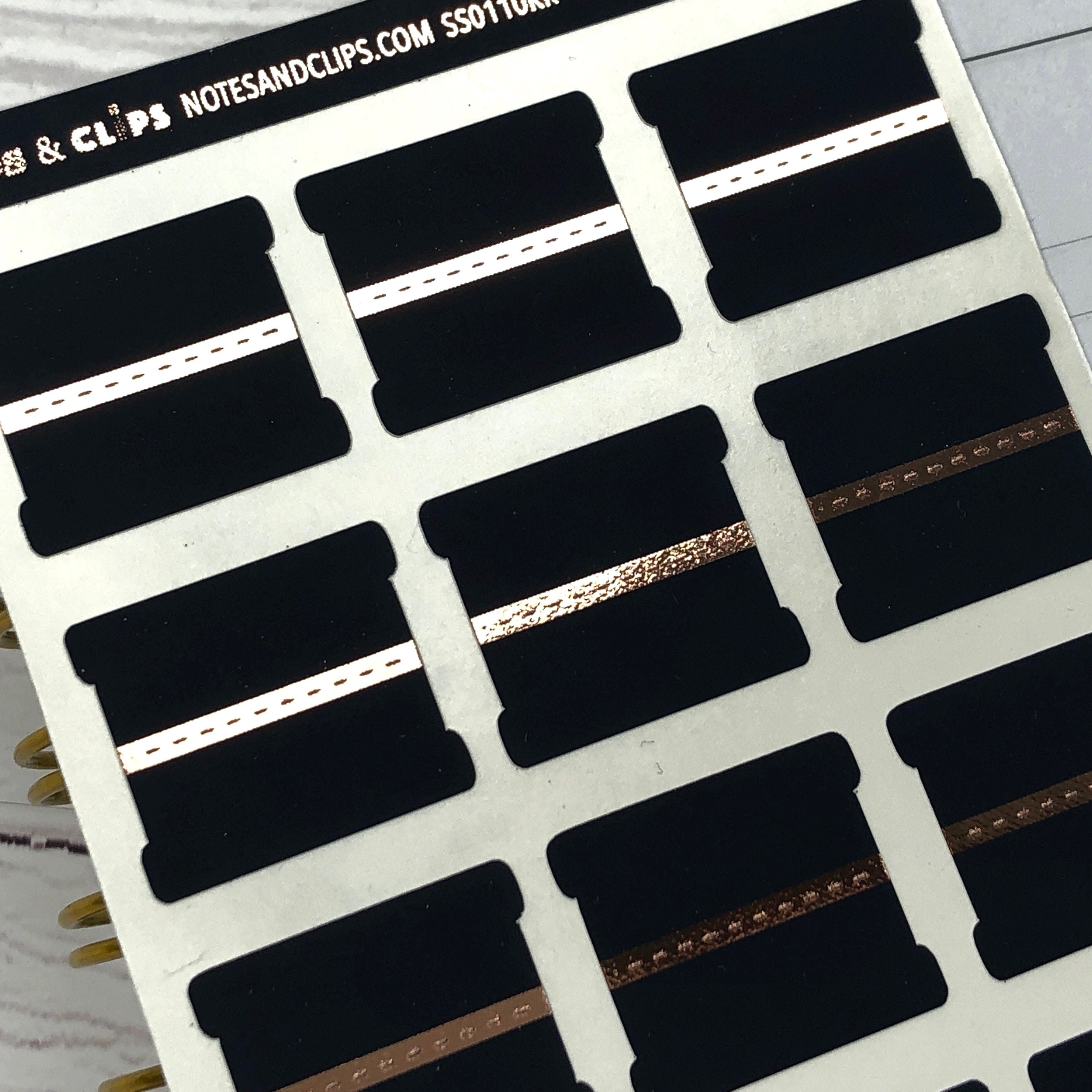 Blank Tab Stickers - Black with Foil trim