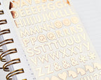Rose Gold Alphabet Stickers: Planner Decorations, Foil Letter Stickers