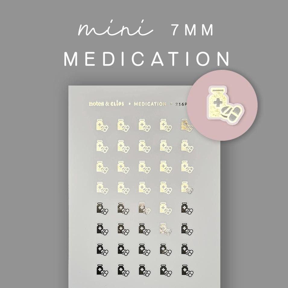 Gold Foil Medication Planner Stickers: Functional Reminder Icons