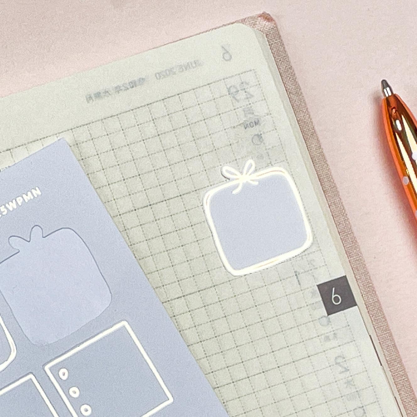 Blush Pink Foiled Mini Planner Stickers: Hobonichi Weeks (21mm)