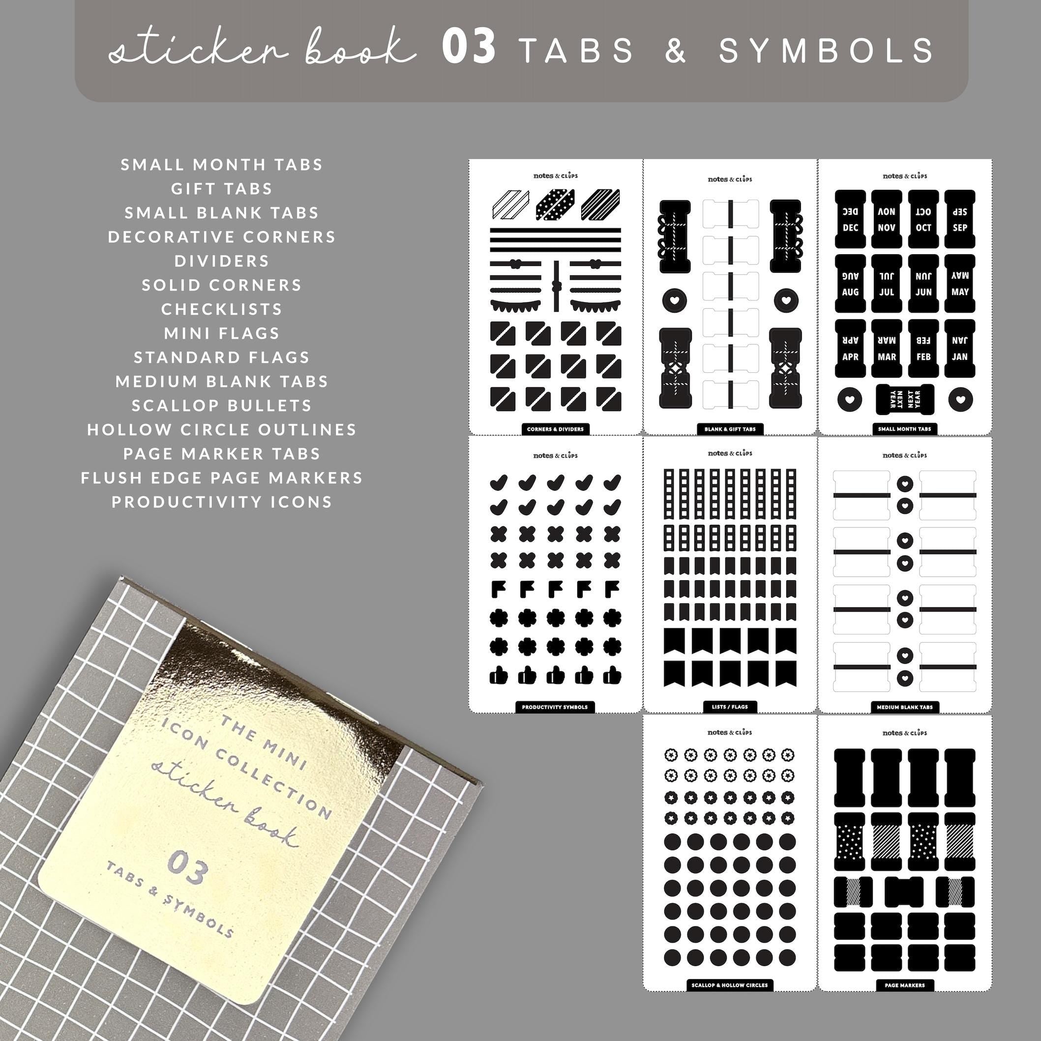 Tabs and Symbols Sticker Book: Mini Planner Stickers