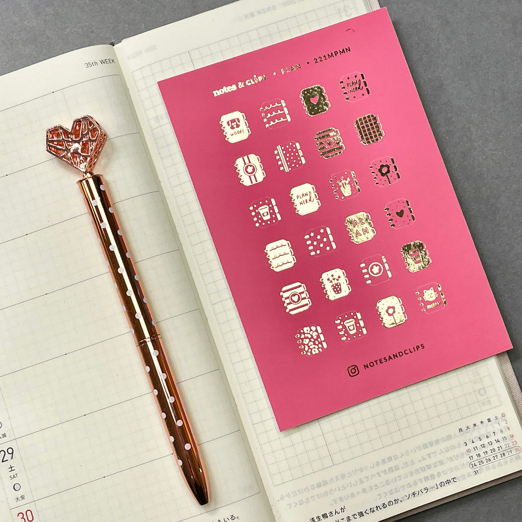 Foiled Planner Time Stickers: Mini Decorative Stickers