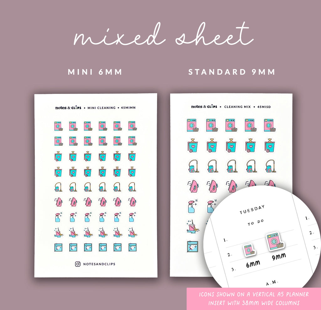 Cleaning Chore Planner Stickers: Mini Icon Set