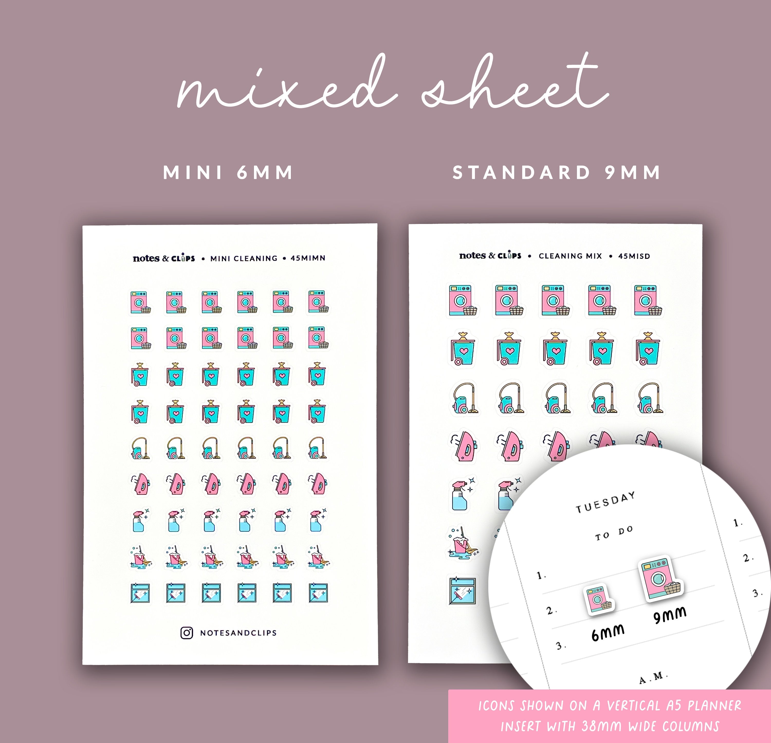 Cleaning Chore Planner Stickers: Mini Icon Set