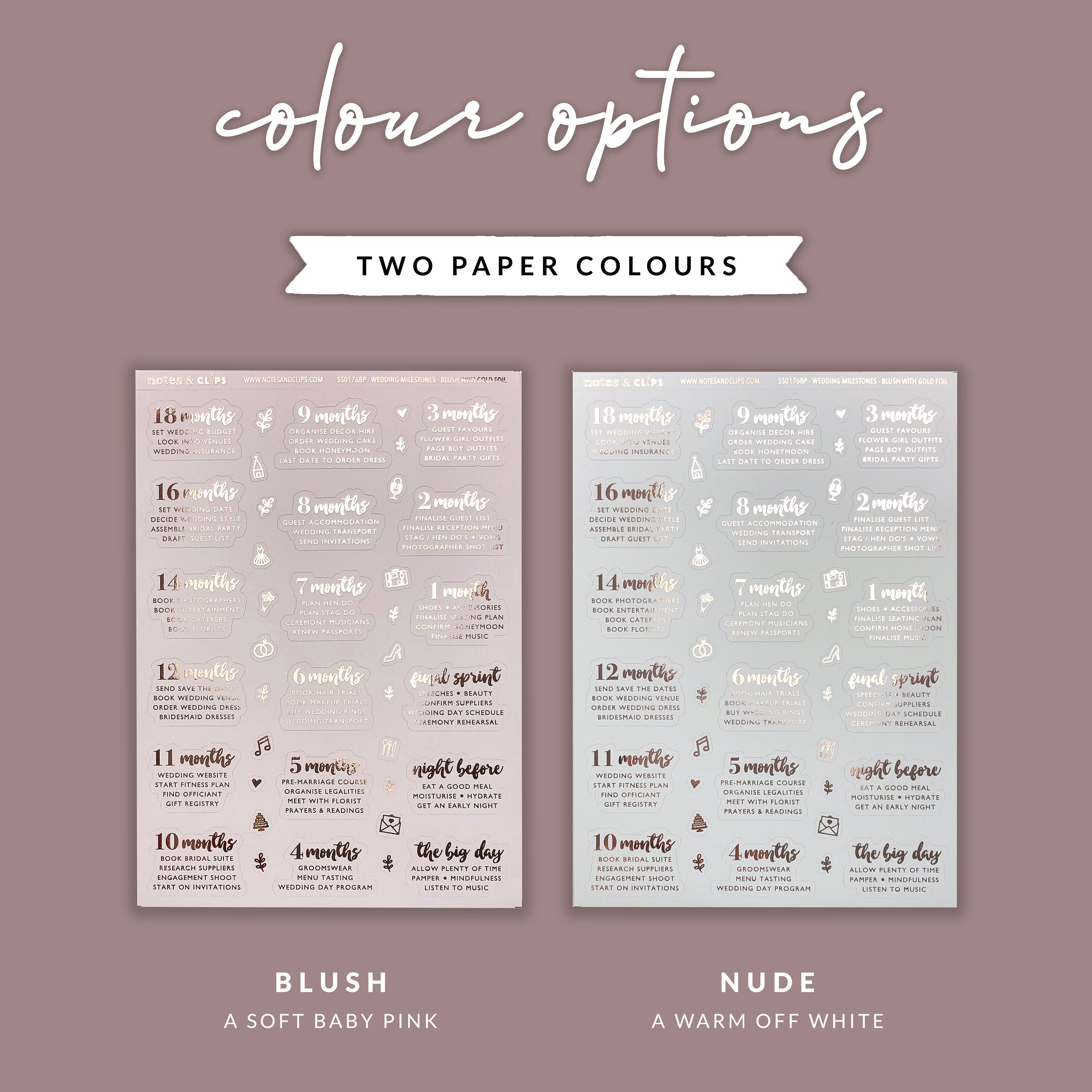 Foiled Milestone Wedding Planning Stickers