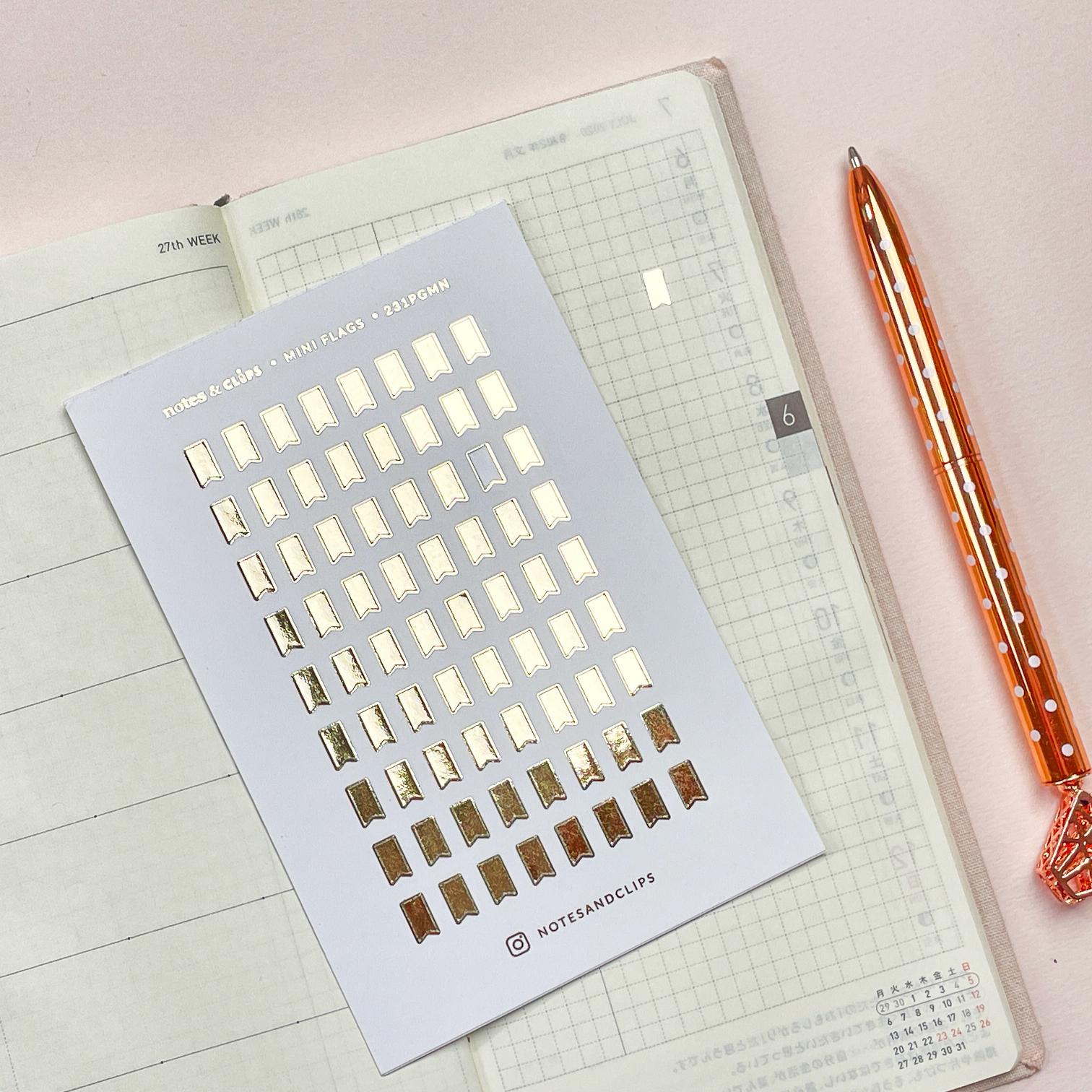 Mini Flag Planner Stickers: Foiled List Stickers for Hobonichi Weeks