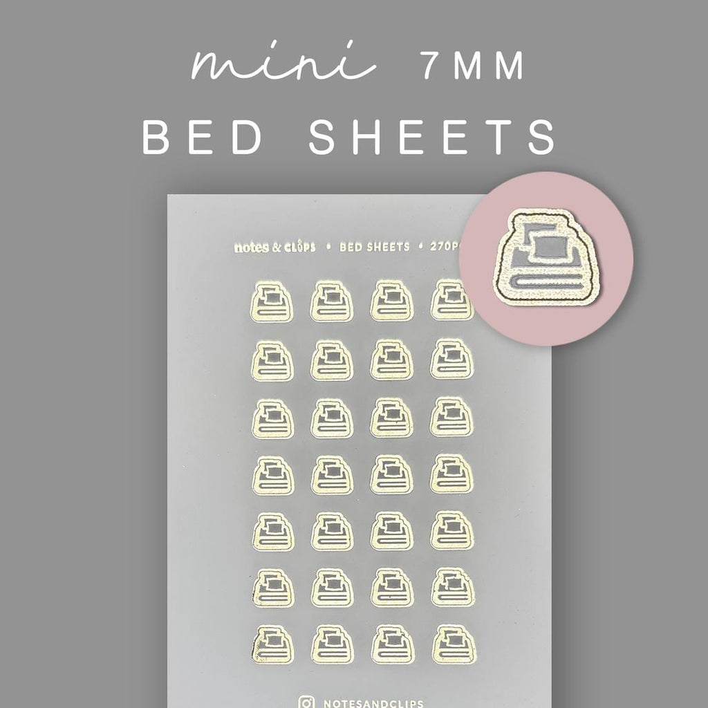 Foiled Bed Sheet Planner Stickers: Linen Icon, Mini Icons