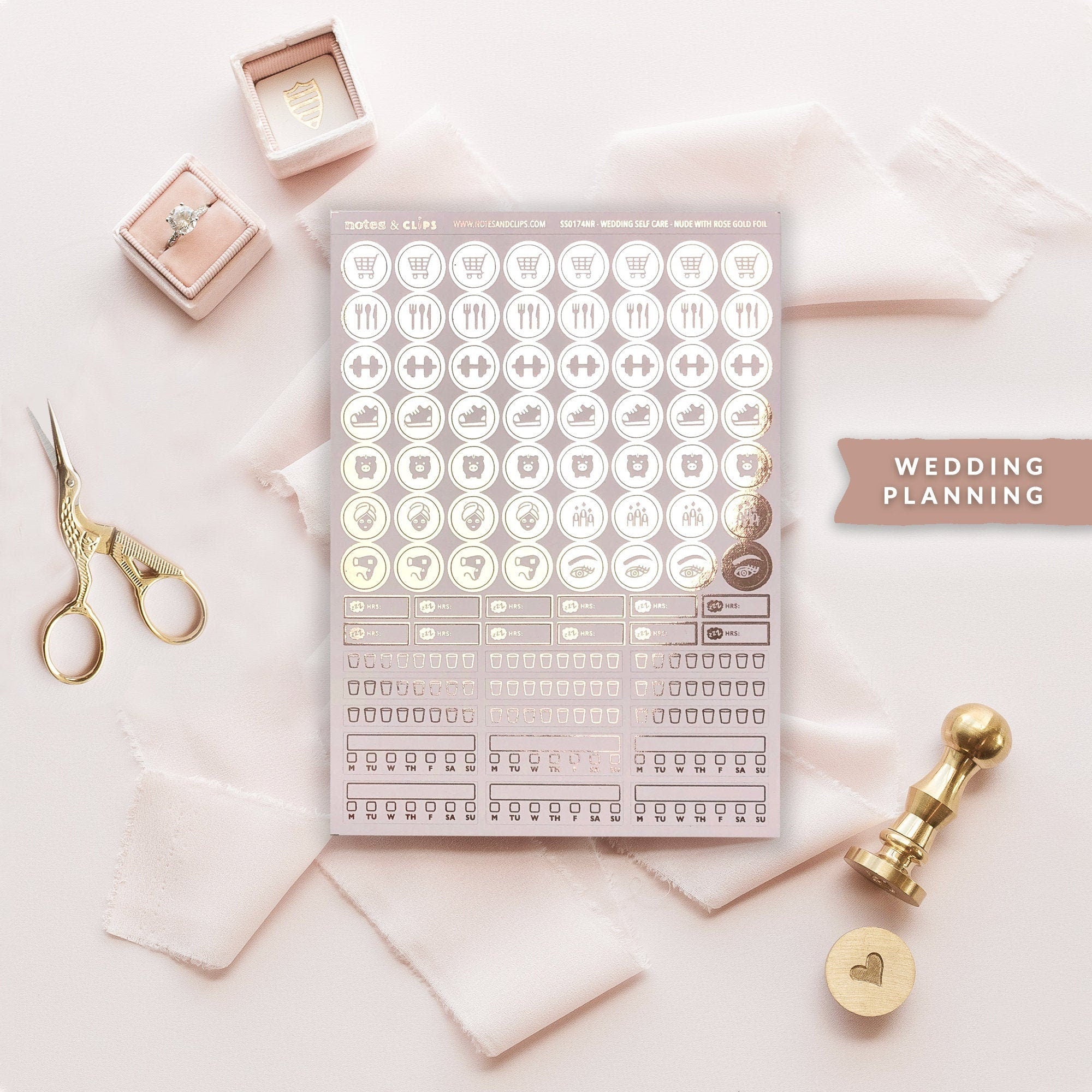 Foiled Self Care Stickers - Wedding Planning Stickers