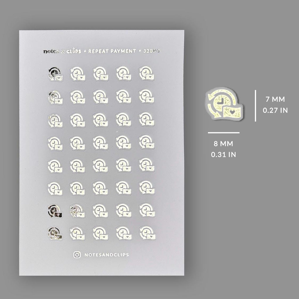Foiled Finance Stickers - Repeat Payment Icons